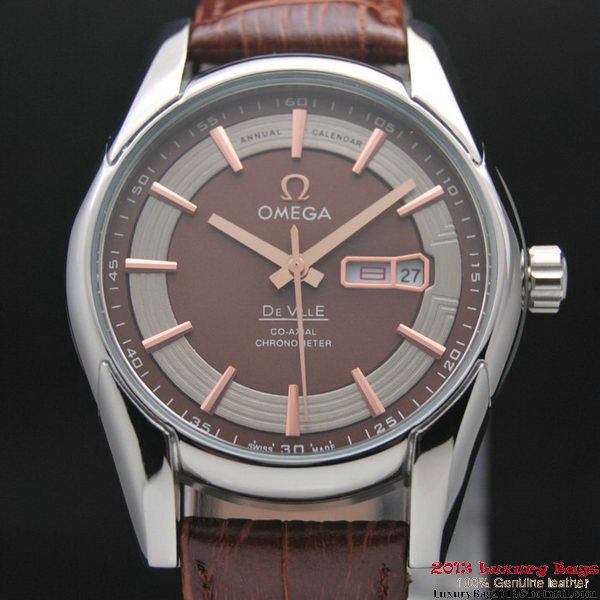 OMEGA DE VILLE HOUR VISION ANNUAL CALENDAR Steel on Brown Leather Strap OM77103 OMEGA DE VILLE HOUR VISION ANNUAL CALENDAR Steel on Brown Leather Strap OM77103