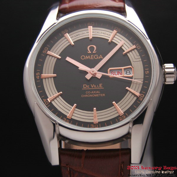 OMEGA DE VILLE HOUR VISION ANNUAL CALENDAR Steel on Brown Leather Strap OM77105 OMEGA DE VILLE HOUR VISION ANNUAL CALENDAR Steel on Brown Leather Strap OM77105