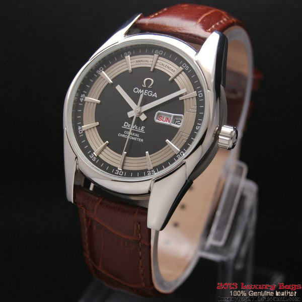 OMEGA DE VILLE HOUR VISION ANNUAL CALENDAR Steel on Brown Leather Strap OM77111 OMEGA DE VILLE HOUR VISION ANNUAL CALENDAR Steel on Brown Leather Strap OM77111