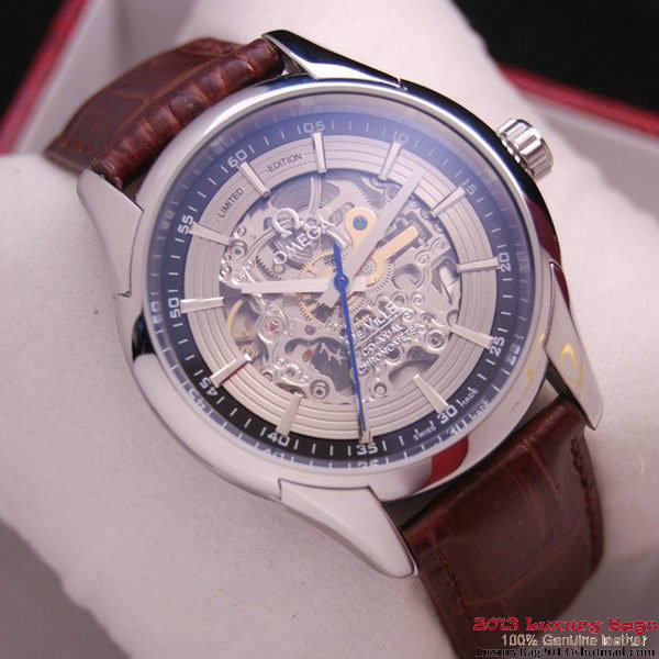 OMEGA DE VILLE Tourbillon Watches Steel on Brown Leather Strap Om7007 OMEGA DE VILLE Tourbillon Watches Steel on Brown Leather Strap Om7007