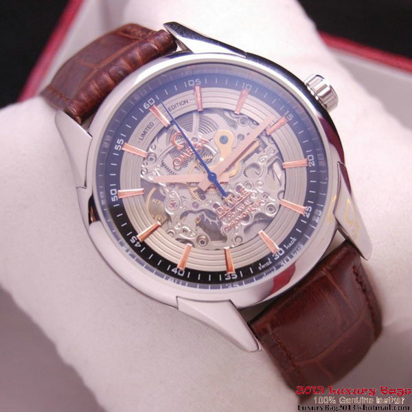 OMEGA DE VILLE Tourbillon Watches Steel on Brown Leather Strap Om7007 OMEGA DE VILLE Tourbillon Watches Steel on Brown Leather Strap Om7007