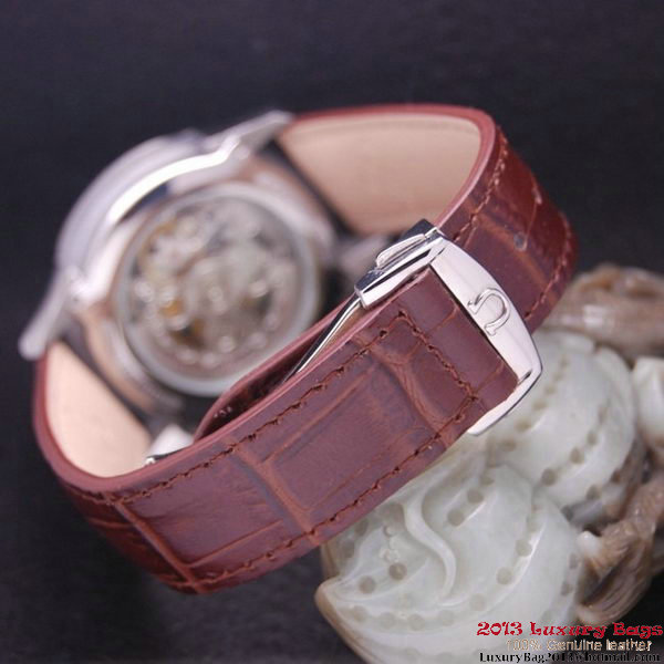 OMEGA DE VILLE Tourbillon Watches Steel on Brown Leather Strap Om7007 OMEGA DE VILLE Tourbillon Watches Steel on Brown Leather Strap Om7007