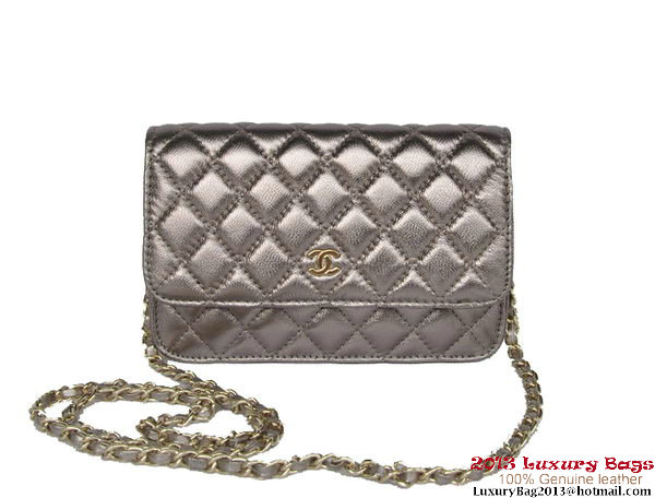 Chanel A33814 Silver Sheepskin Leather Flap Bag Gold