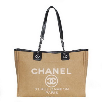 Chanel Medium Canvas Shopping Bag A2043 Apricot Chanel Medium Canvas Shopping Bag A2043 Apricot