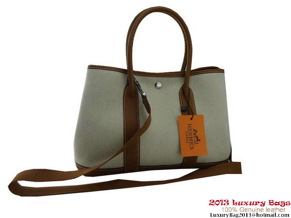 Hermes Garden Party 30CM Bag Fabric Light Brown