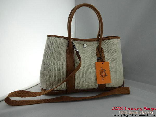 Hermes Garden Party 30CM Bag Fabric Light Brown Hermes Garden Party 30CM Bag Fabric Light Brown
