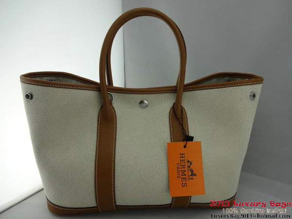 Hermes Garden Party 30CM Bag Fabric Light Brown Hermes Garden Party 30CM Bag Fabric Light Brown
