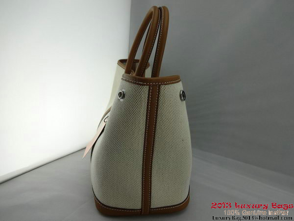 Hermes Garden Party 30CM Bag Fabric Light Brown Hermes Garden Party 30CM Bag Fabric Light Brown