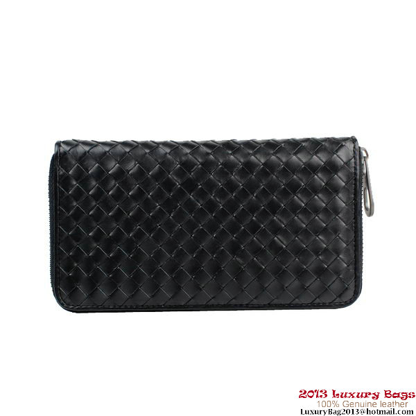 Bottega Veneta BV5012 Intrecciato Nappa Zip Around Wallet Black