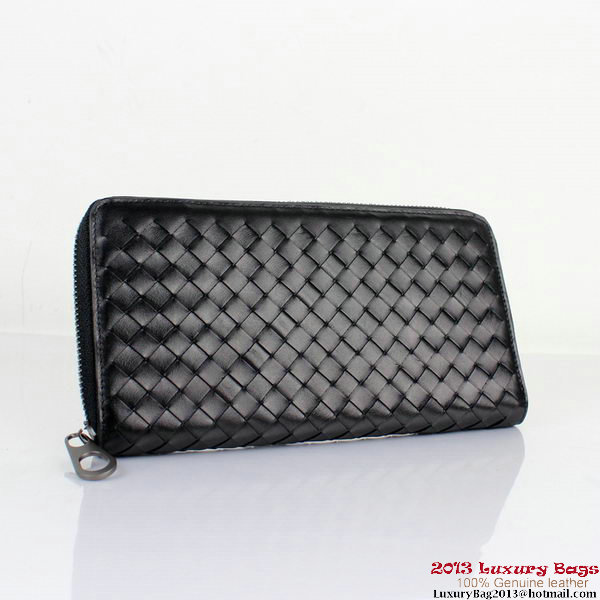 Bottega Veneta BV5017 Intrecciato Nappa Zip Around Wallet Black Bottega Veneta BV5017 Intrecciato Nappa Zip Around Wallet Black