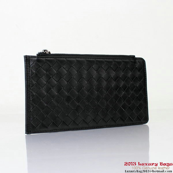 Bottega Veneta Intrecciato Light Calf Card Case BV188 Black Bottega Veneta Intrecciato Light Calf Card Case BV188 Black
