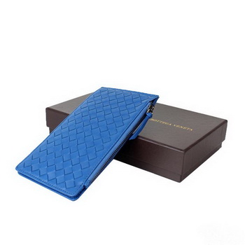 Bottega Veneta Intrecciato Light Calf Card Case BV188 Blue Bottega Veneta Intrecciato Light Calf Card Case BV188 Blue
