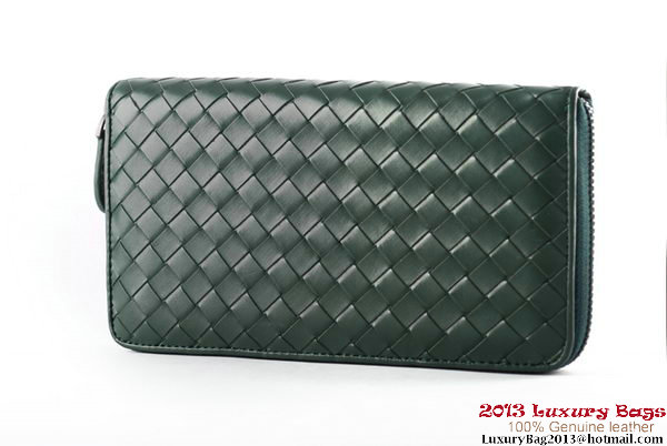 Bottega Veneta Intrecciato Nappa Zippy Wallet BV1571 Green Bottega Veneta Intrecciato Nappa Zippy Wallet BV1571 Green