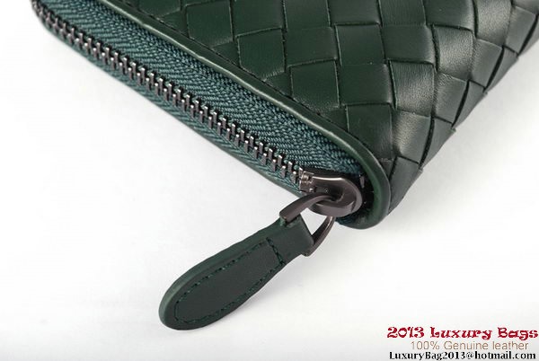 Bottega Veneta Intrecciato Nappa Zippy Wallet BV1571 Green Bottega Veneta Intrecciato Nappa Zippy Wallet BV1571 Green