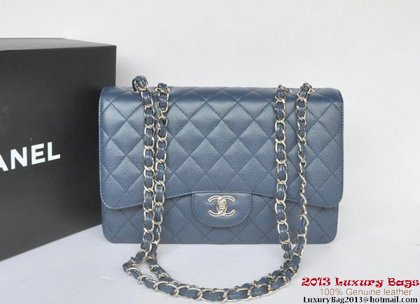 Chanel Jumbo A36076 Blue Classic Cannage Patterns Flap Bag Chanel Jumbo A36076 Blue Classic Cannage Patterns Flap Bag