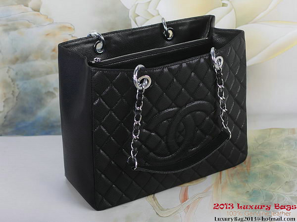 Chanel A50995 Black Original Cannage Leather Shoulder Bag Silver Chanel A50995 Black Original Cannage Leather Shoulder Bag Silver