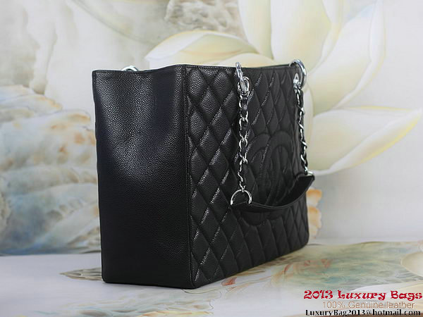 Chanel A50995 Black Original Cannage Leather Shoulder Bag Silver Chanel A50995 Black Original Cannage Leather Shoulder Bag Silver