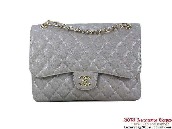 Chanel Classic Flap Bag Gray Original Cannage Patterns Leather Gold