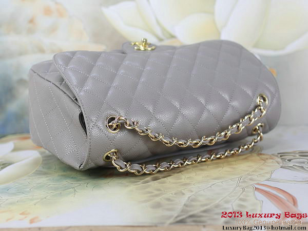 Chanel Classic Flap Bag Gray Original Cannage Patterns Leather Gold Chanel Classic Flap Bag Gray Original Cannage Patterns Leather Gold