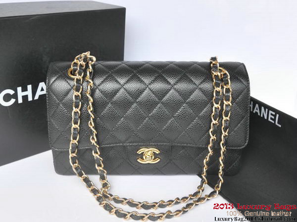 Chanel 2.55 Classic Flap Bag Black Original Caviar Leather Gold Chanel 2.55 Classic Flap Bag Black Original Caviar Leather Gold