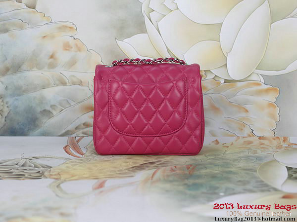 Chanel mini Classic Flap Bag Rose Sheepskin 1115 Silver