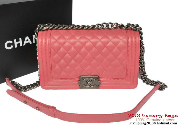 Boy Chanel Flap Shoulder Bag Original Sheepskin Leather A67086 Light Red