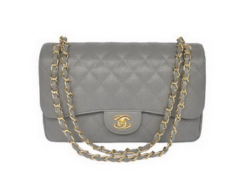 Chanel Jumbo Quilted Classic Cannage Patterns Flap Bag A58600 Grey Gold Chanel Jumbo Quilted Classic Cannage Patterns Flap Bag A58600 Grey Gold