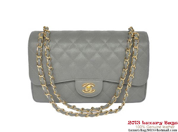 Chanel Jumbo Quilted Classic Cannage Patterns Flap Bag A58600 Grey Gold