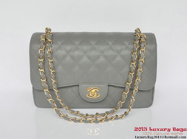 Chanel Jumbo Quilted Classic Cannage Patterns Flap Bag A58600 Grey Gold Chanel Jumbo Quilted Classic Cannage Patterns Flap Bag A58600 Grey Gold