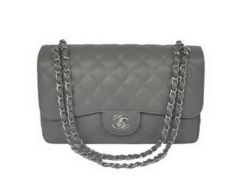 Chanel Jumbo Quilted Classic Cannage Patterns Flap Bag A58600 Grey Silver Chanel Jumbo Quilted Classic Cannage Patterns Flap Bag A58600 Grey Silver