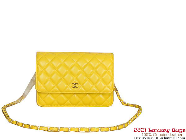 Chanel A33814 Sheepskin Leather mini Flap Bag Yellow