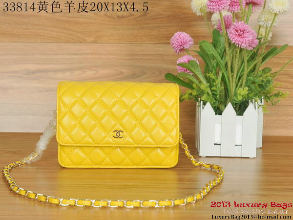 Chanel A33814 Sheepskin Leather mini Flap Bag Yellow Chanel A33814 Sheepskin Leather mini Flap Bag Yellow