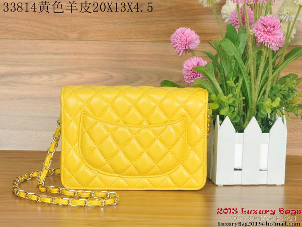 Chanel A33814 Sheepskin Leather mini Flap Bag Yellow Chanel A33814 Sheepskin Leather mini Flap Bag Yellow