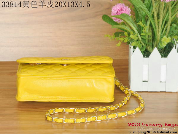Chanel A33814 Sheepskin Leather mini Flap Bag Yellow Chanel A33814 Sheepskin Leather mini Flap Bag Yellow