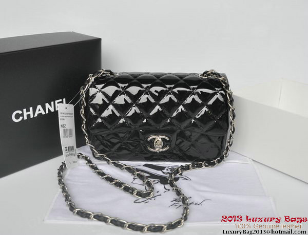 Chanel Classic Flap Bags Black Original Patent Leather A1116 Silver Chanel Classic Flap Bags Black Original Patent Leather A1116 Silver