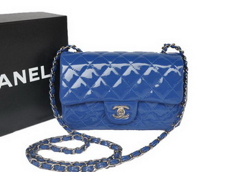 Chanel Classic Flap Bags Blue Original Patent Leather A1116 Silver Chanel Classic Flap Bags Blue Original Patent Leather A1116 Silver