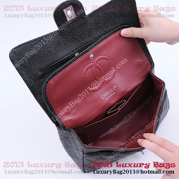 Chanel 2.55 Series Classic Flap Bag 1112 Black Cannage Pattern Silver Chanel 2.55 Series Classic Flap Bag 1112 Black Cannage Pattern Silver