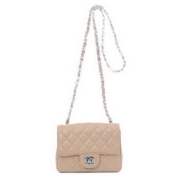 Chanel mini Classic Flap Bag Apricot Sheekskin 1115 Silver Chanel mini Classic Flap Bag Apricot Sheekskin 1115 Silver