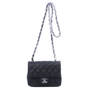 Chanel mini Classic Flap Bag Black Cannage Patterns 1115 Silver Chanel mini Classic Flap Bag Black Cannage Patterns 1115 Silver
