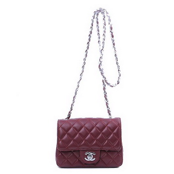 Chanel mini Classic Flap Bag Burgundy Sheekskin 1115 Silver Chanel mini Classic Flap Bag Burgundy Sheekskin 1115 Silver
