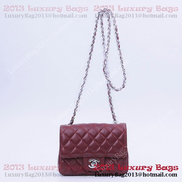 Chanel mini Classic Flap Bag Burgundy Sheekskin 1115 Silver Chanel mini Classic Flap Bag Burgundy Sheekskin 1115 Silver