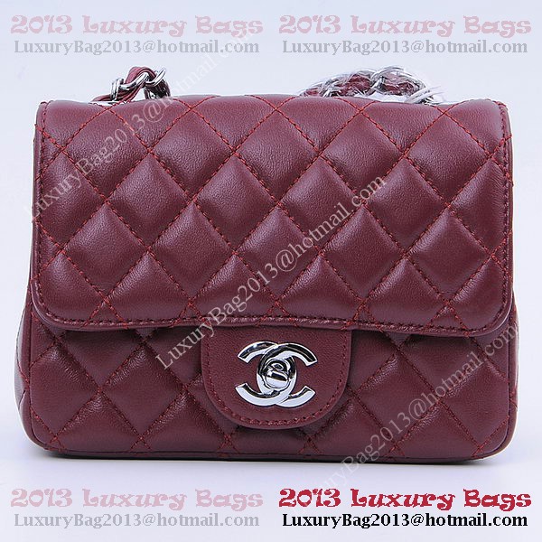 Chanel mini Classic Flap Bag Burgundy Sheekskin 1115 Silver Chanel mini Classic Flap Bag Burgundy Sheekskin 1115 Silver