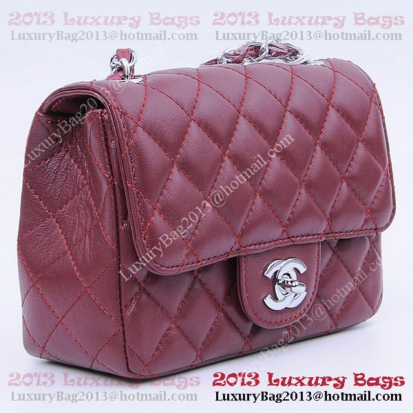 Chanel mini Classic Flap Bag Burgundy Sheekskin 1115 Silver Chanel mini Classic Flap Bag Burgundy Sheekskin 1115 Silver