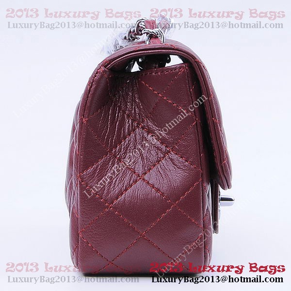 Chanel mini Classic Flap Bag Burgundy Sheekskin 1115 Silver Chanel mini Classic Flap Bag Burgundy Sheekskin 1115 Silver