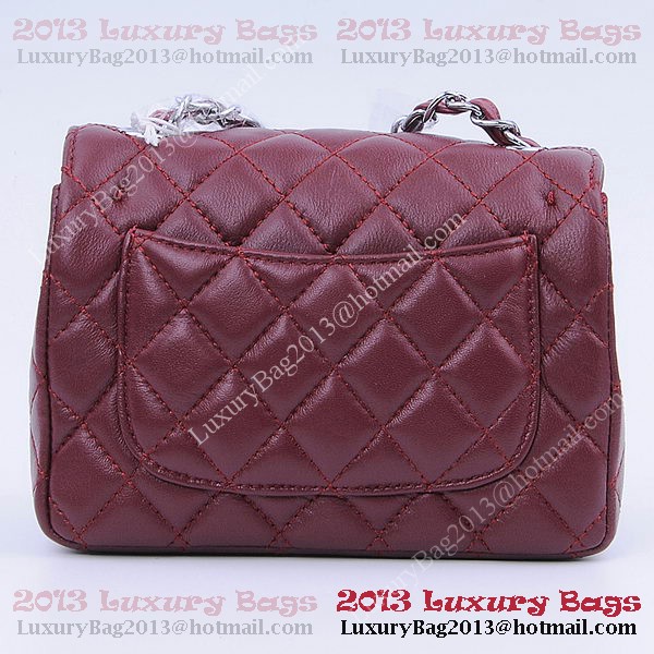 Chanel mini Classic Flap Bag Burgundy Sheekskin 1115 Silver Chanel mini Classic Flap Bag Burgundy Sheekskin 1115 Silver