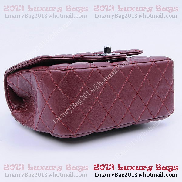 Chanel mini Classic Flap Bag Burgundy Sheekskin 1115 Silver Chanel mini Classic Flap Bag Burgundy Sheekskin 1115 Silver