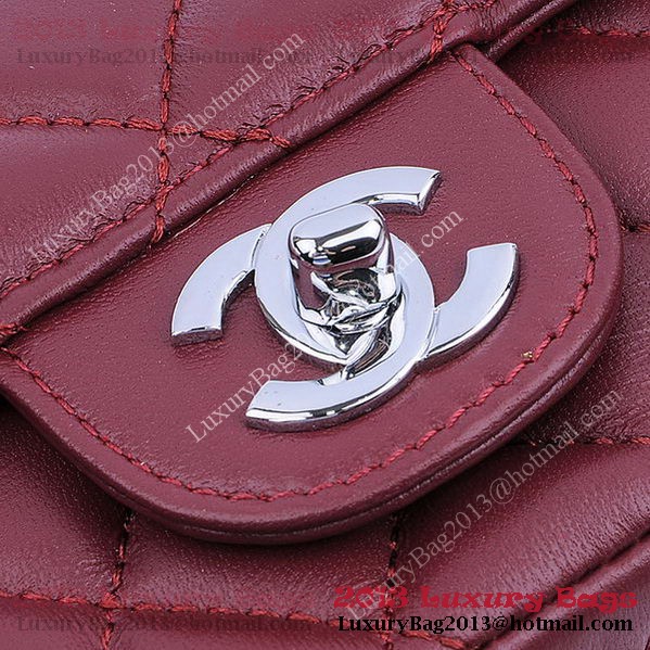 Chanel mini Classic Flap Bag Burgundy Sheekskin 1115 Silver Chanel mini Classic Flap Bag Burgundy Sheekskin 1115 Silver