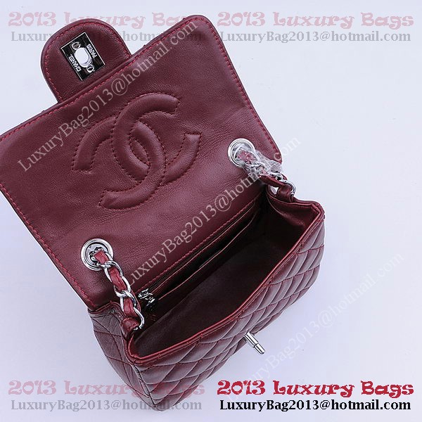 Chanel mini Classic Flap Bag Burgundy Sheekskin 1115 Silver Chanel mini Classic Flap Bag Burgundy Sheekskin 1115 Silver