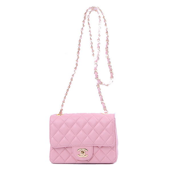 Chanel mini Classic Flap Bag Pink Sheekskin 1115 Gold