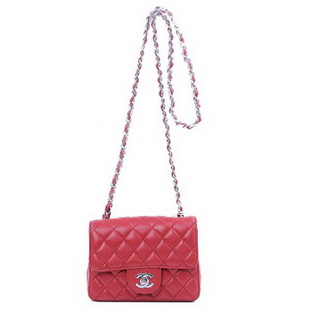Chanel mini Classic Flap Bag Red Sheekskin 1115 Silver Chanel mini Classic Flap Bag Red Sheekskin 1115 Silver